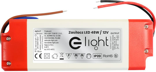 Eko Light LED Захранване IP20 Мощност 48W с Изходно Напрежение 12V