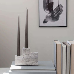 Step Trio Off White Travertine Candle Holder W4 X L16.5 X H12 Cm Mette Ditmer