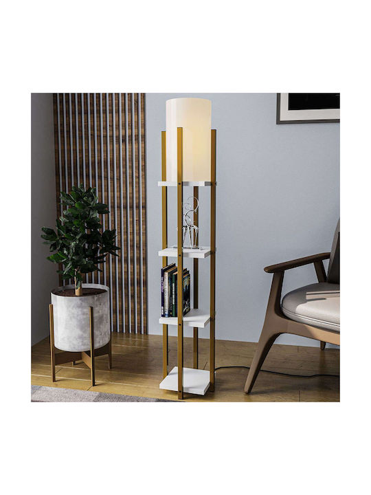 Opviq Shelf Floor Lamp H130xW25cm. with Socket for Bulb E27 Yellow