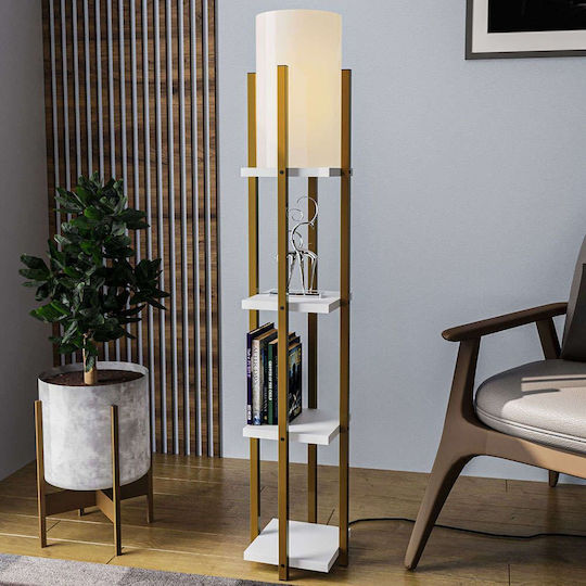 Opviq Shelf Подова Лампа В130xД25см. с Цокъл за Крушка E27 Жълт