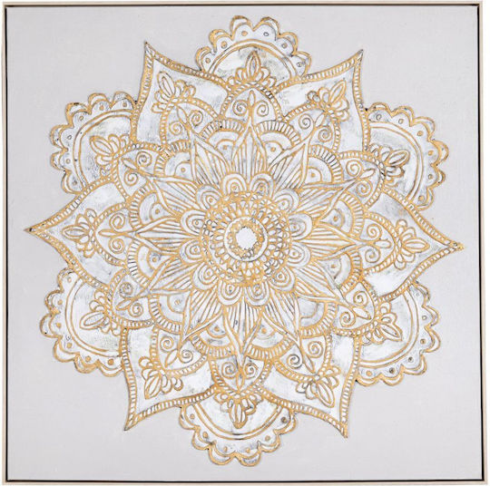 Mandala Oil Painting 100x100cm Champagne Frame Canvas