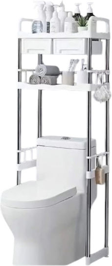 Floor Bathroom Shelf Metallic 50.5x25x145cm