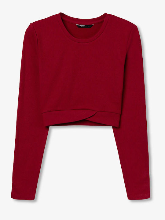 Tiffosi Παιδικό Crop Top Μακρυμάνικο Kokkino