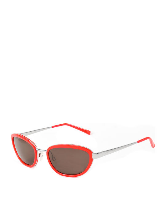 Sisley Women's Sunglasses with Red Frame and Gray Lens