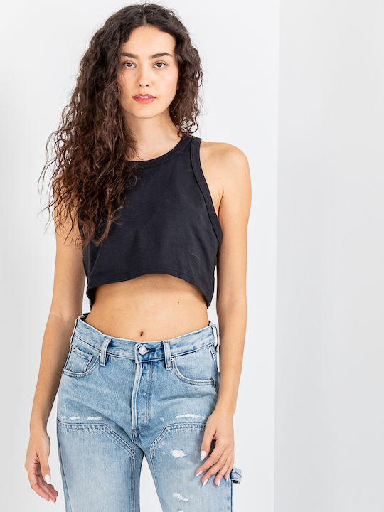 Bluze Damă Crop Bumbac cu Umerii Goi Negru