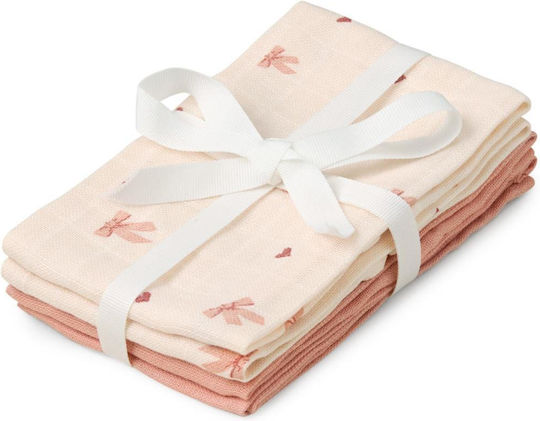 Cam Cam Copenhagen Bows Shoulder Burp Cloths from Muslin Pink 30x30cm 4 Pieces
