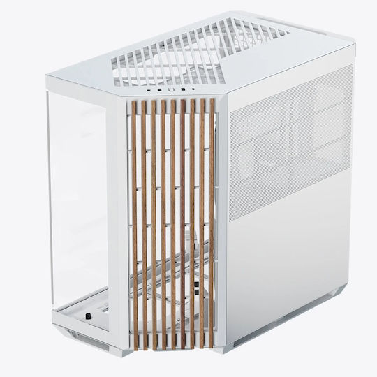 V1 Midi Tower Computer Case Wood White