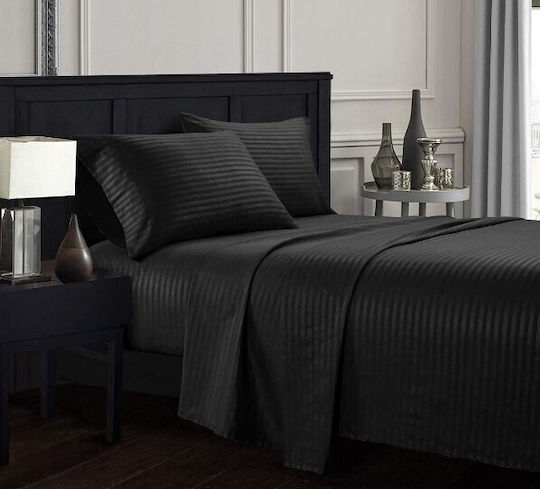 MayHome Σετ Κουβερλί King Size Βαμβακοσατέν Μαύρο 260x240cm 3τμχ