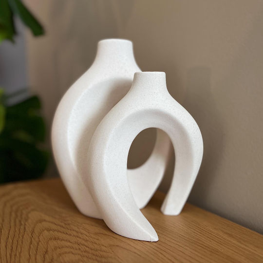 Keramikvase 2in1 Nordic Style Boho Weiß
