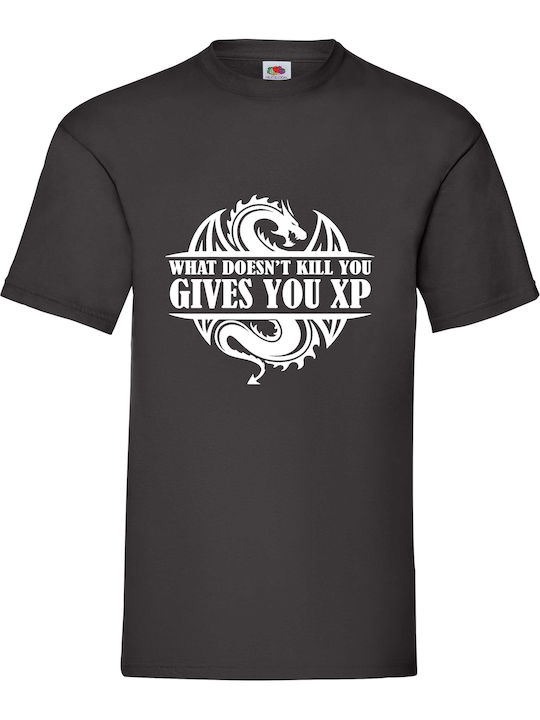 Black T-shirt Blouse Dungeons Dragons Original Fruit Loom 100% Cotton No20 What Doesn't Kill You Gives You Xp