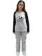 Apple Γυναικεία Πυτζάμα Panda Βαμβάκι Normal Fit Γκρί