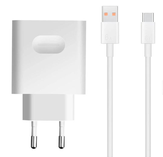 Huawei Φορτιστής με Θύρα USB-A και Καλώδιο USB-C 66W SuperCharge Λευκός (HW-110600E02)