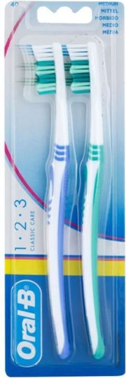 Oral-B Classic Οδοντόβουρτσα Medium Blue Green 2τμχ