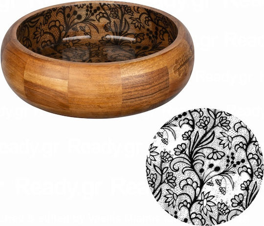 Bowl Wooden Salad Bowl Black 25x25x7cm