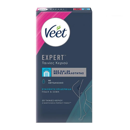 Veet Easy Gelwax Body & Legs Sensitive Skin Ταινίες Αποτρίχωσης για Ευαίσθητες Επιδερμίδες 20τμχ