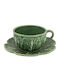 Bordallo Pinheiro Tasse mit Untertasse Kohl Keramik Bordallo Pinheiro 15x7 cm