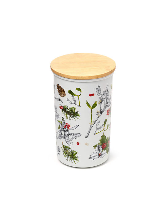 Βάζο Αποθήκευσης Bamboo Καπάκι Christmas Winter Botanical