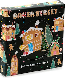 Set of Christmas Coasters Baker Street 4 Pieces