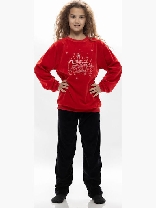 Galaxy Детска пижама Зимна Кадифена red Christmas"