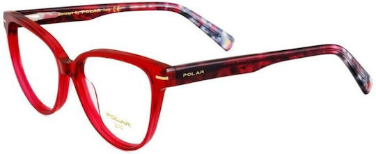 Polar Plastic Eyeglass Frame Butterfly Red Gold 18 22