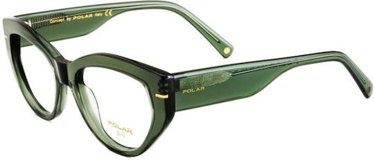 Polar Plastic Eyeglass Frame Butterfly Green Gold 28 29