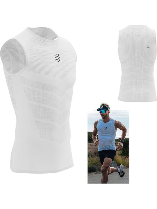 Compressport Herren Thermo ärmelloses Shirt Kompression Weiß