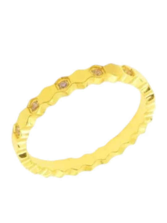 Charmy Ring Small Wedding Band with Zircon made of Steel Gold Plated