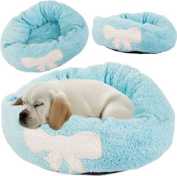 Silky Pet Velvet Texture Small Pet Bed Blue Removable Cushion 35cm Diameter