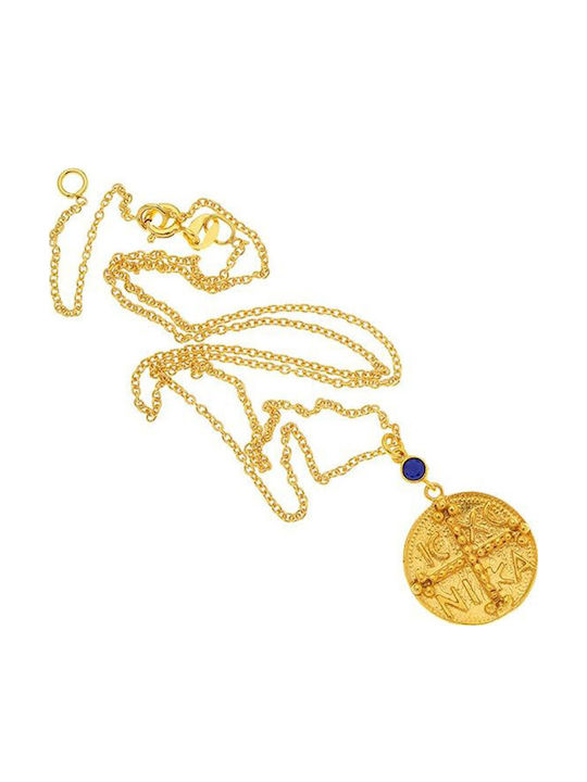 Arteon Arteon Constantine Necklace Talisman Made of Gold Plated Silver with Blue Zircon