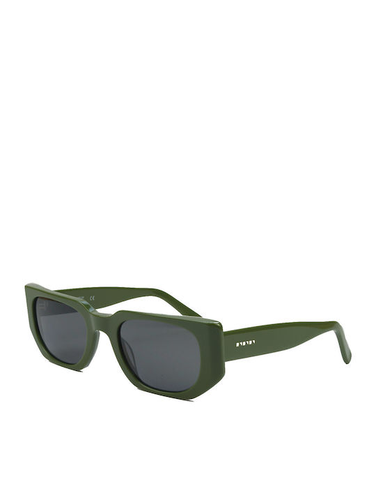 The Glass of Brixton Women's Sunglasses with Green Plastic Frame and Gray Lens