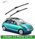 Front Wiper Blade Set Citroen C3 Pluriel 2003-2010 600mm 450mm Bosch Aerotwin 3398000117 24" & 18" 2 Pieces