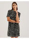 Mini Evening Velvet Dress with Ruffles Black 276924-Black
