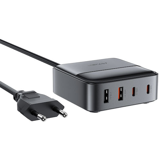 Acefast Ladestation GaN mit 2 USB-A Anschlüsse und 2 USB-C Anschlüsse 65W Stromlieferung / Schnell-Ladung 4+ in Schwarz Farbe (Z6)