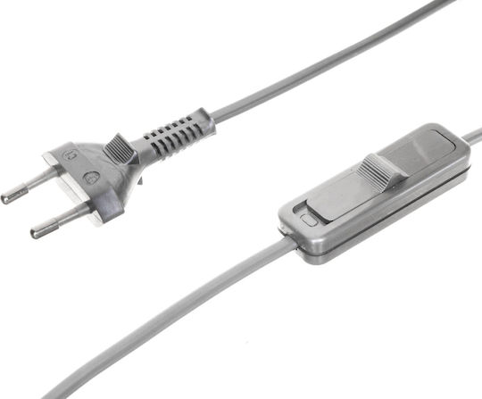 Καλώδιο Ρεύματος με Διατομή 2x0.5mm² σε Ασημί Χρώμα 1m