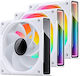 Jonsbo ZK-120WR Reverse Blade Case Fans 1800rpm with ARGB Lighting and 4-Pin PWM Connection Pack of 3 White