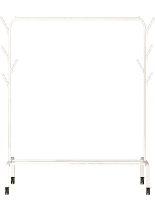 Wheeled Floor Garment Rack made of Metal White ...