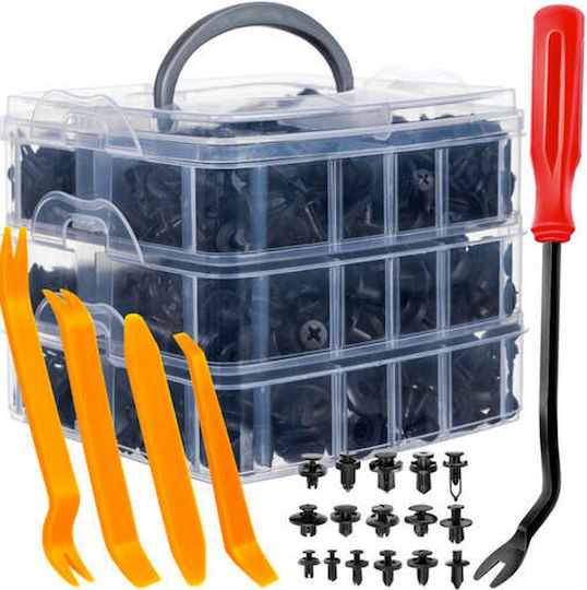 Set Cleme-clipuri Reparare Auto Idealstore Include 620 Piese 16 Dimensiuni Universale 4 Pană Finisare Auto 1 Unealtă Îndepărtare Clipuri Cutie Depozitare