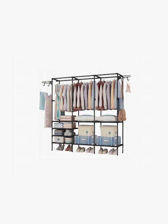 Floor Garment Rack made of Metal Black 162x43x175cm