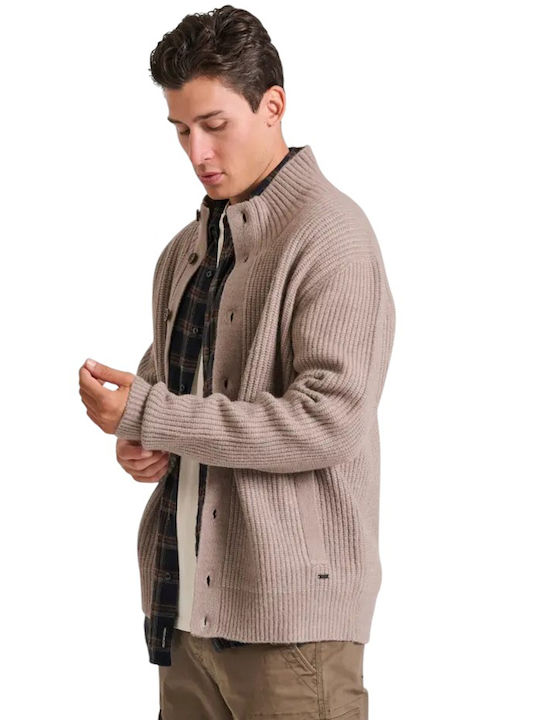 Men's Knitted Cardigan Cigar Mel Beige