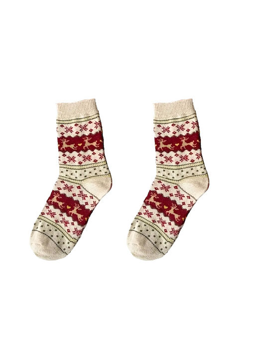 Christmas Socks Beige / Red