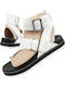 Sandale Casual Damă de Piele Alb