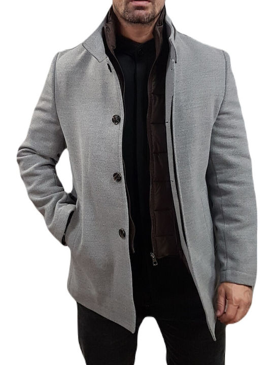 Men's Half Coat Grey, Gray Melange