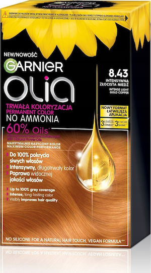 Garnier Olia Βαφή Μαλλιών Χωρίς Αμμωνία 8.43 Intense Light Gold