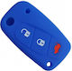 Car Key Cover Case made of with 3 Buttons for Fiat in Blue Color