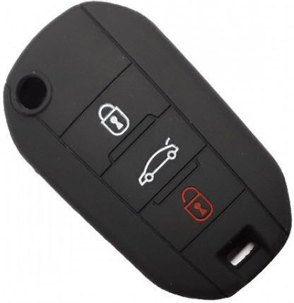Car Key Cover Case made of with 3 Buttons for Citroen / Peugeot in Black Color