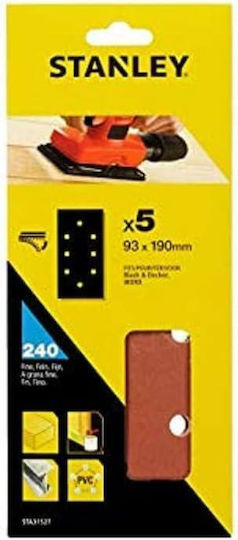 Stanley Φύλλο Λείανσης Απλό με Τρύπες 93x190mm Σετ 5τμχ