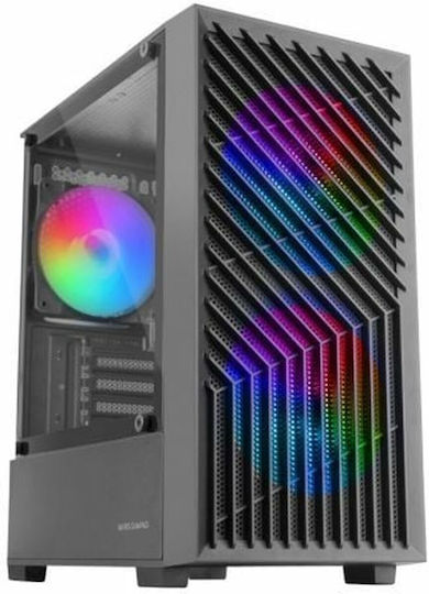 Mars Gaming MCVORTEX Gaming Mini Tower Κουτί Υπολογιστή με Πλαϊνό Παράθυρο και RGB Φωτισμό Μαύρο