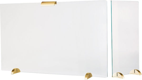 Zogometal Metallic Fireplace Screen with 2 Panels 90x30x50cm Gold