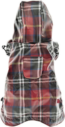 Ferribiella Favola Red Waterproof Dog Coat with Hood with 60cm Back Length