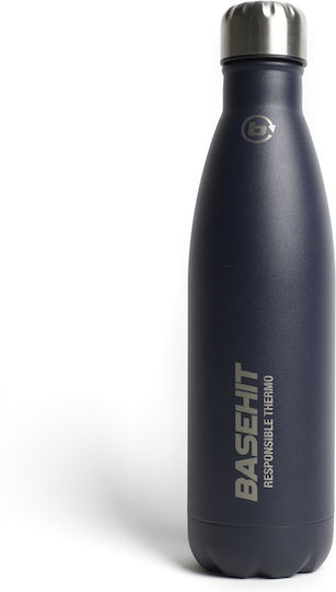 Basehit Recyclable Bottle Thermos Stainless Steel BPA Free 500ml Blue Black with Straw